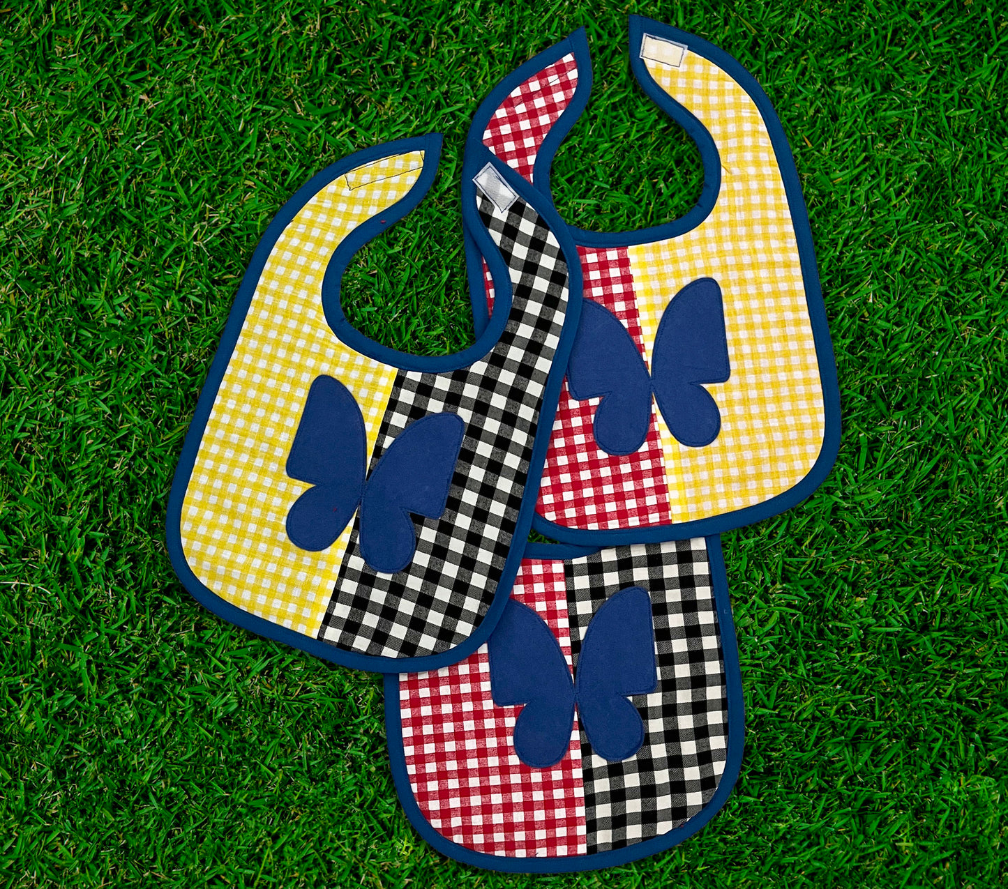 Gingham Patchwork Butterfly Bib