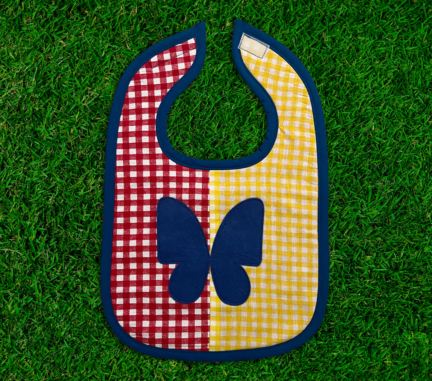 Gingham Patchwork Butterfly Bib