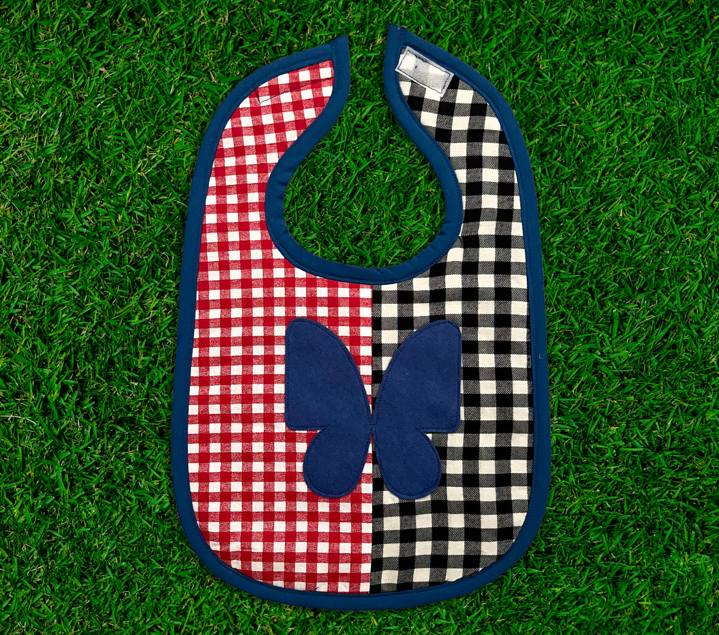 Gingham Patchwork Butterfly Bib