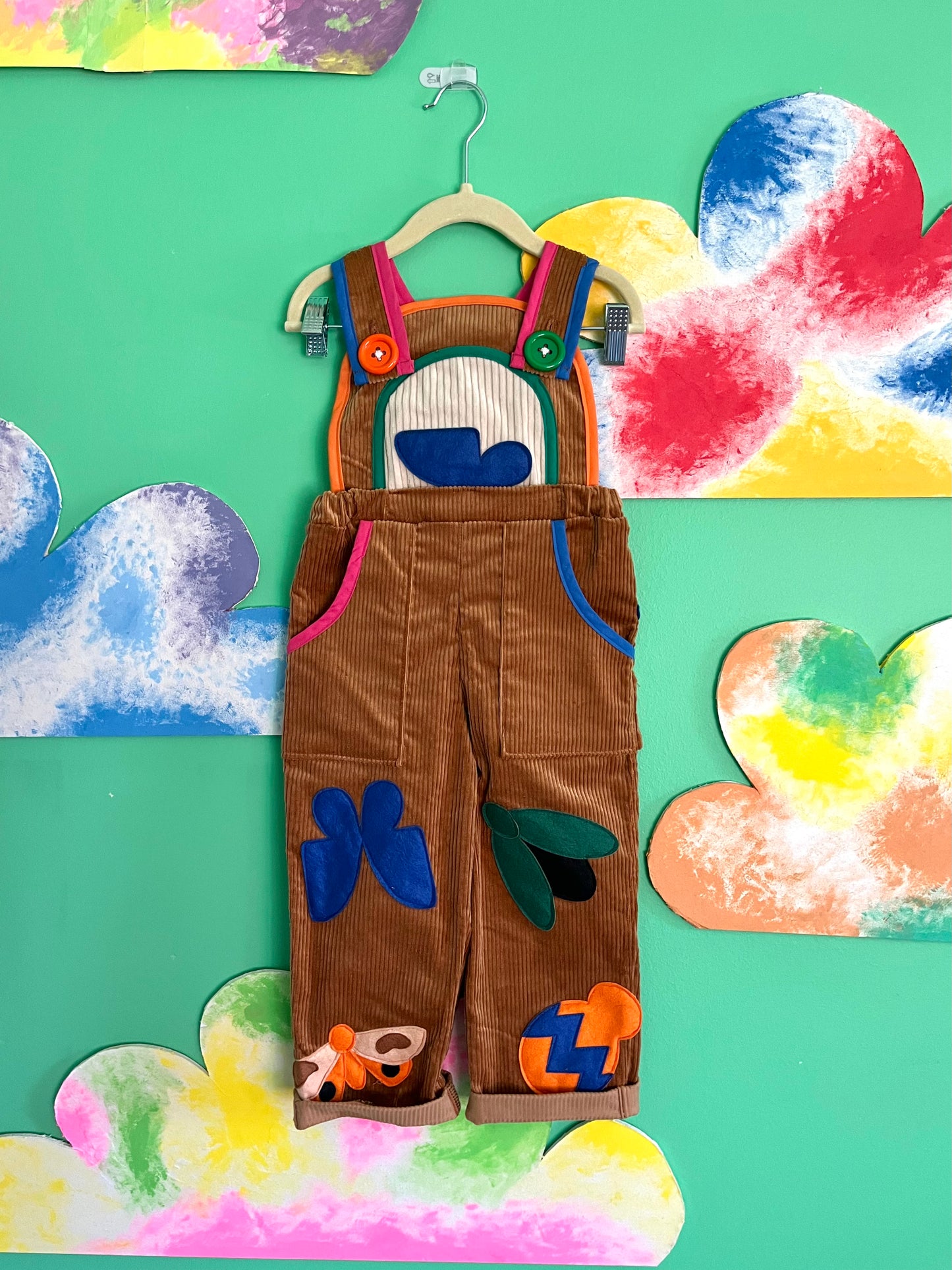 corduroy overalls, fun overalls, kids overalls, gender neutral overalls, kids gender neutral overalls, brown overalls, colorful kids overalls, kids overalls, kids corduroy overalls, bug overalls, patched overalls