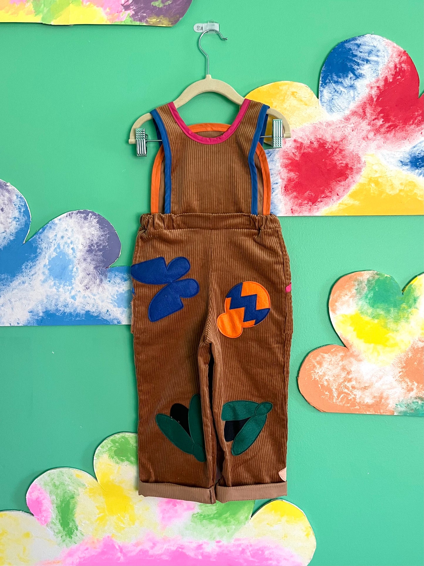 corduroy overalls, fun overalls, kids overalls, gender neutral overalls, kids gender neutral overalls, brown overalls, colorful kids overalls, kids overalls, kids corduroy overalls, bug overalls, patched overalls